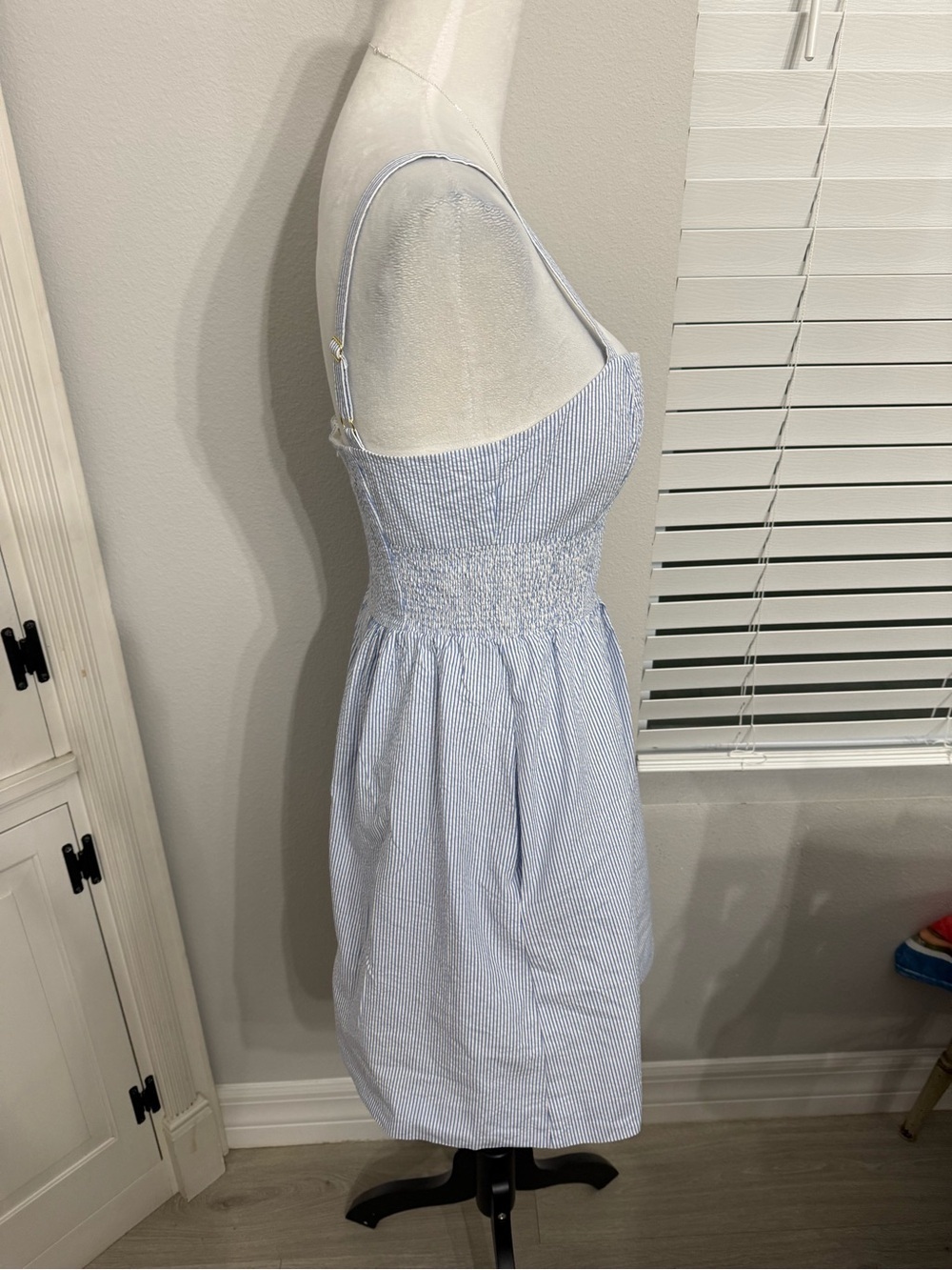 Lilly Pulitzer Christine Seersucker Dress in blue and white stripe - Picture 7 of 8